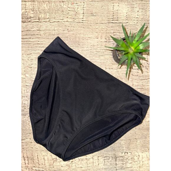 Gottex Black High Waisted Bikini Bottoms  10 Full Coverage Retro Swim Briefs - Picture 4 of 5